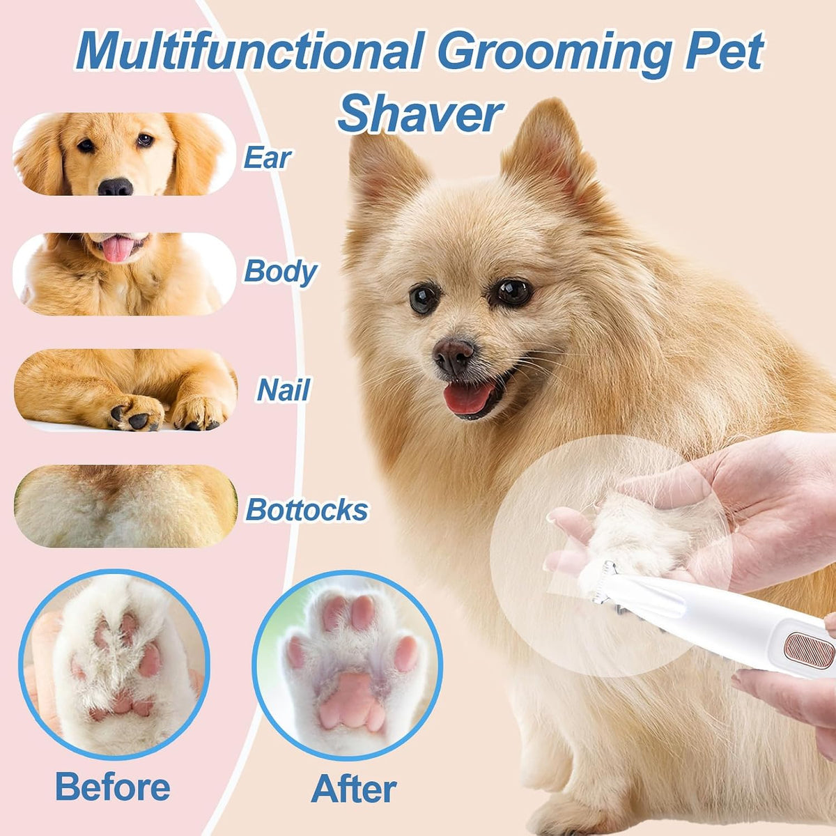Dog Paw Trimmer,Dog Grooming Clippers, Paw Trimmer for Dog,Dog Hair Clipper